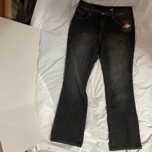 NWT Women Sz 10 Newport News Jeaneology Mid Rise Dark Wash Wide Cuff Jeans 32x31
